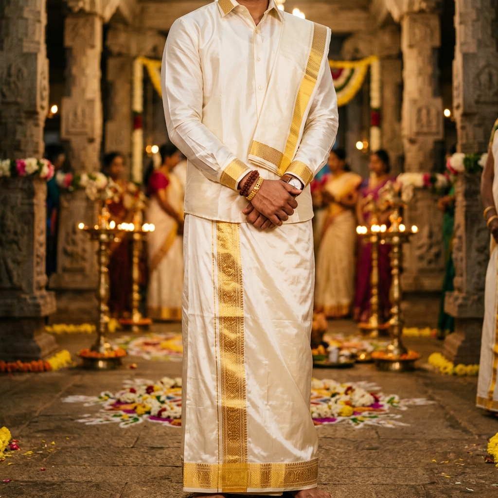 Pure Silk Dhoti for Grooms: 7 Regal Looks Every South Indian Groom Needs (2026)